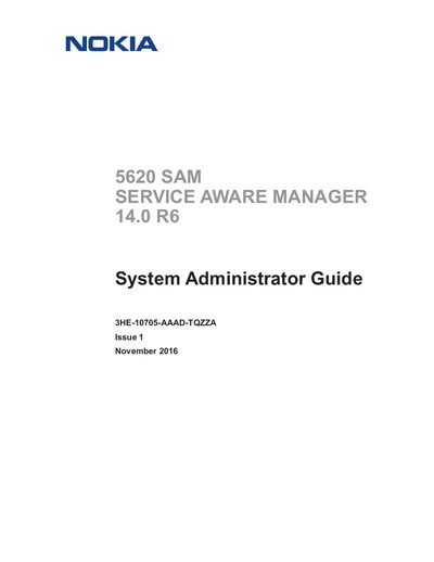 Nokia 5620 SAM Service Aware Manager System Administrator Guide - cover page