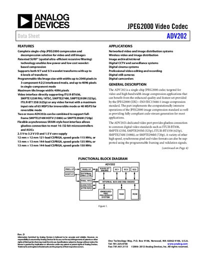 Analog Devices ADV202 Product Handbook - cover page
