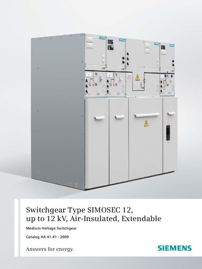 Siemens SIMOSEC 12 Air-Insulated Extendable Switchgear Catalog - cover page