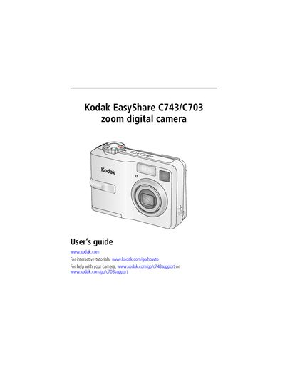 Kodak EasyShare C743/C703 Zoom Digital Camera User Guide - cover page