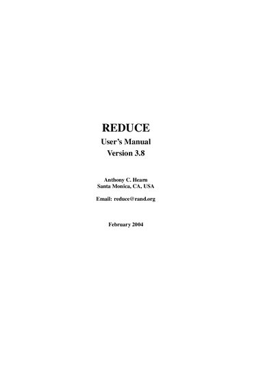 REDUCE User Manual Version 3.8