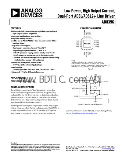 Analog Devices AD8396 Datasheet - cover page