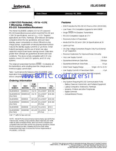 Intersil ISL83385E Datasheet - cover page