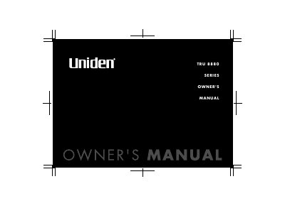 Uniden TRU8880 Series Digital Expandable Cordless Telephone System Owner's Manual - cover page