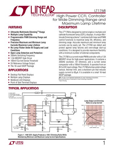 Linear Technology LT1768 Datasheet - cover page