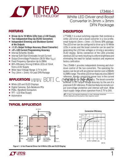 Linear Technology LT3466-1 Dual Switching Regulator Datasheet - cover page
