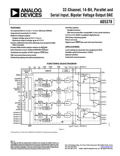 Analog Devices AD5378 32‑Channel 14‑Bit DAC Datasheet