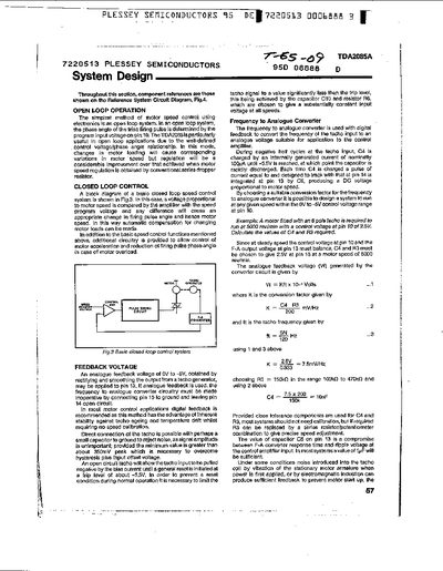 Plessey TDA2085A Motor Control IC Application Note - cover page