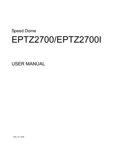 EverFocus EPTZ2700/EPTZ2700I Speed Dome User Manual - cover page