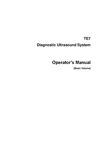 Mindray TE7 Diagnostic Ultrasound System Operator’s Manual - cover page