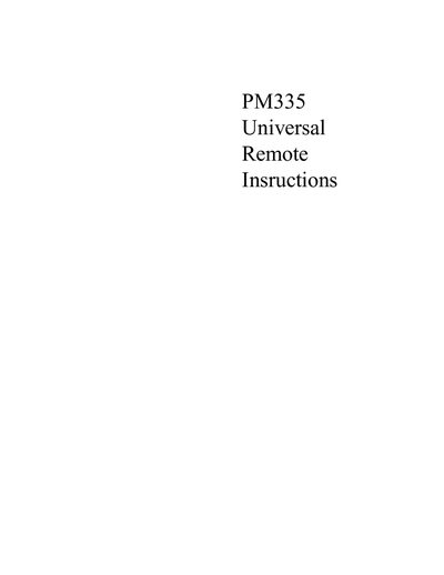Philips PM335 Universal Remote Instructions Manual - cover page