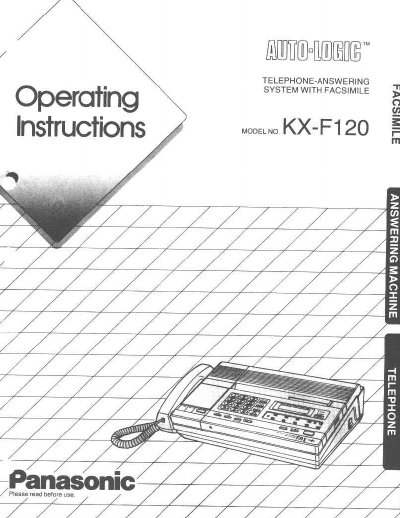 Panasonic KX-F120 Telephone-Answering System with Facsimile Instructions - cover page
