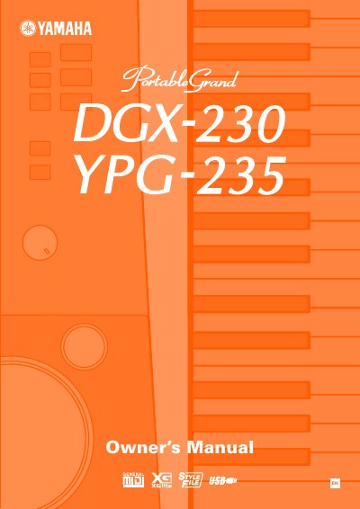 Yamaha DGX-230/YPG-235 Digital Keyboard Owner's Manual - cover page