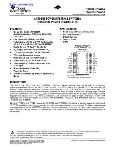 TEXAS INSTRUMENTS TPS2220A TPS2223A TPS2224A TPS2226A handbook