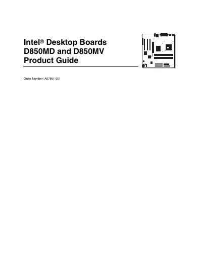 Intel D850MD/D850MV Desktop Board Product Guide - cover page