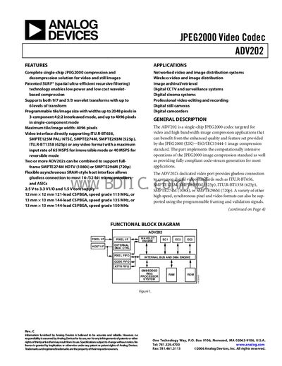 Analog Devices ADV202 Handbook - cover page