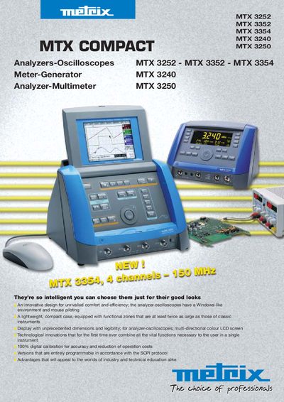 Metrix MTX 3252/3352/3354/3240/3250 Product Leaflet - cover page