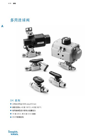 Swagelok SK Series Ball Valve Manual - cover page