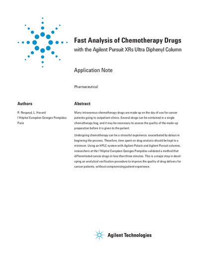 Agilent Pursuit XRs Ultra Diphenyl Column Application Note - cover page