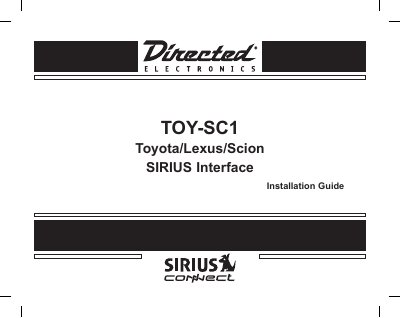 Directed Electronics TOY-SC1 Sirius Interface Installation Guide - cover page