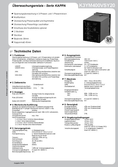 TELE-K3YM400VSY20 technology data(German) - cover page