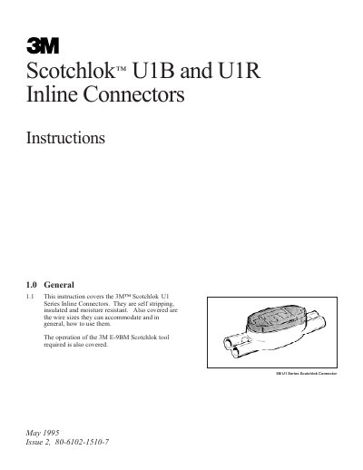3M U1B U1R Inline Connectors Instructions - cover page