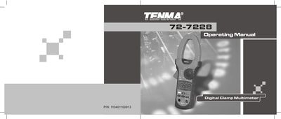 Tenma 72-7228 Clamp Multimeter Operating Manual - cover page
