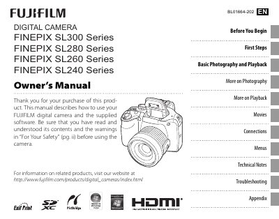 Fujifilm FinePix SL300 Series Digital Camera Owner's Manual - cover page