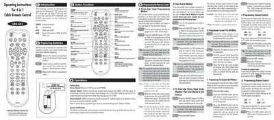 Universal Remote Control UR4-DCT 4-in-1 Cable Remote Control User Manual - cover page