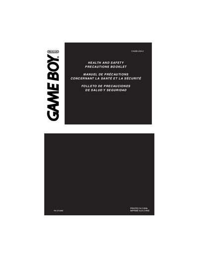 Nintendo Game Boy Health and Safety Manual - cover page
