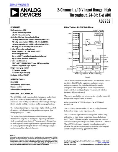 Analog Devices AD7732 Datasheet