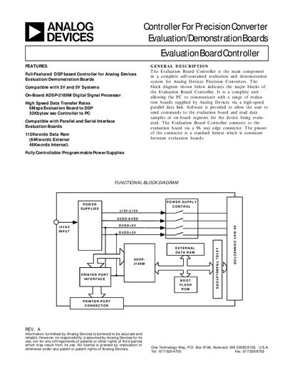 Analog Devices Eval‑Control Brd2 Evaluation Board Controller User Manual