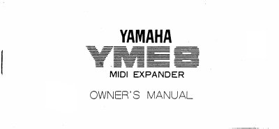 Yamaha YME8 MIDI Expander Owner's Manual - cover page
