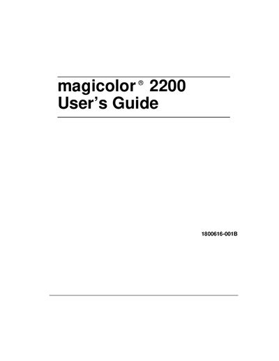 Minolta magicolor 2200 User Guide - cover page