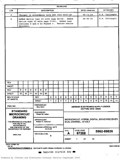 STANDARD MICROCIRCUIT DRAWING SIZE A 67268 Datasheet (1) - cover page