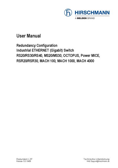 Hirschmann Redundancy Configuration User Manual Release 5.0 - cover page