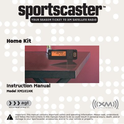 Sportscaster XM101HK Home Kit Instruction Manual - cover page