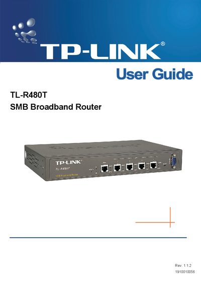 TP-Link TL-R480T Router User Guide - cover page