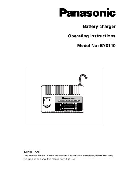 Panasonic EY0110 Battery Charger Operating Instructions - cover page