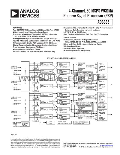 Analog Devices AD6635 Datasheet - cover page