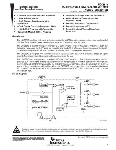 Texas Instruments UCC5610 Active Terminator Datasheet - cover page