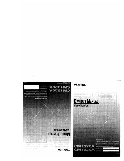Toshiba CM1320A CM1920A Color Monitor User Manual - cover page