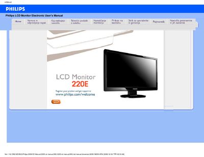 Philips 220E LCD Monitor User Manual - cover page