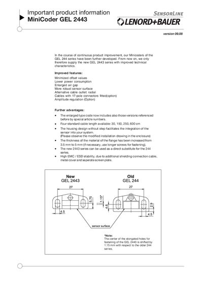 LENORD+BAUER GEL 2443 MiniCoder Product Data Sheet