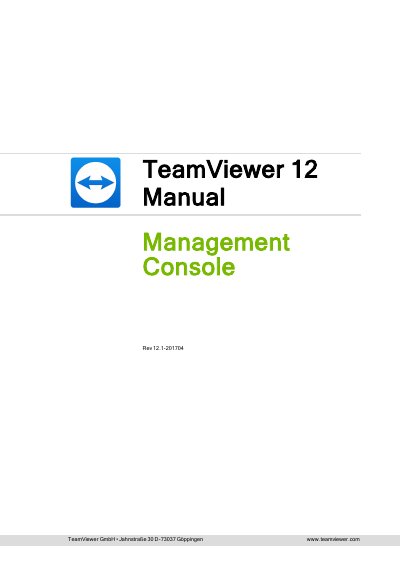 TeamViewer 12 Management Console User Manual - cover page