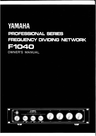 Yamaha F1040 Frequency Dividing Network Owner's Manual - cover page