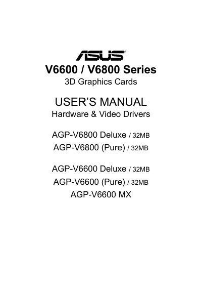 ASUS V6600/V6800 Series 3D Graphics Cards User Manual