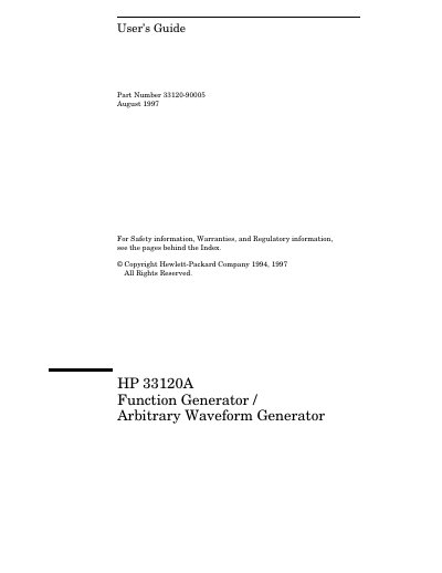 HP 33120A Function Generator Arbitrary Waveform Generator User’s Guide - cover page