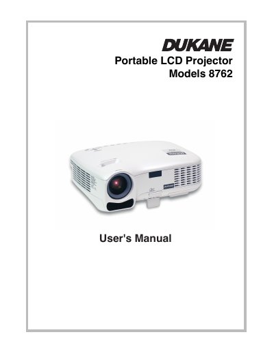 Dukane 8762 Portable LCD Projector User's Manual - cover page