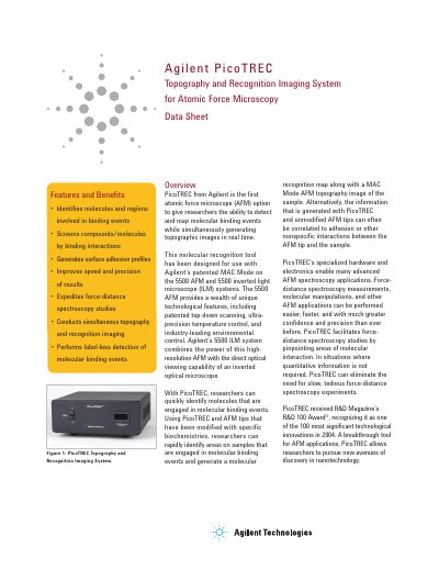 Agilent PicoTREC Topography and Recognition Imaging System Datasheet - cover page